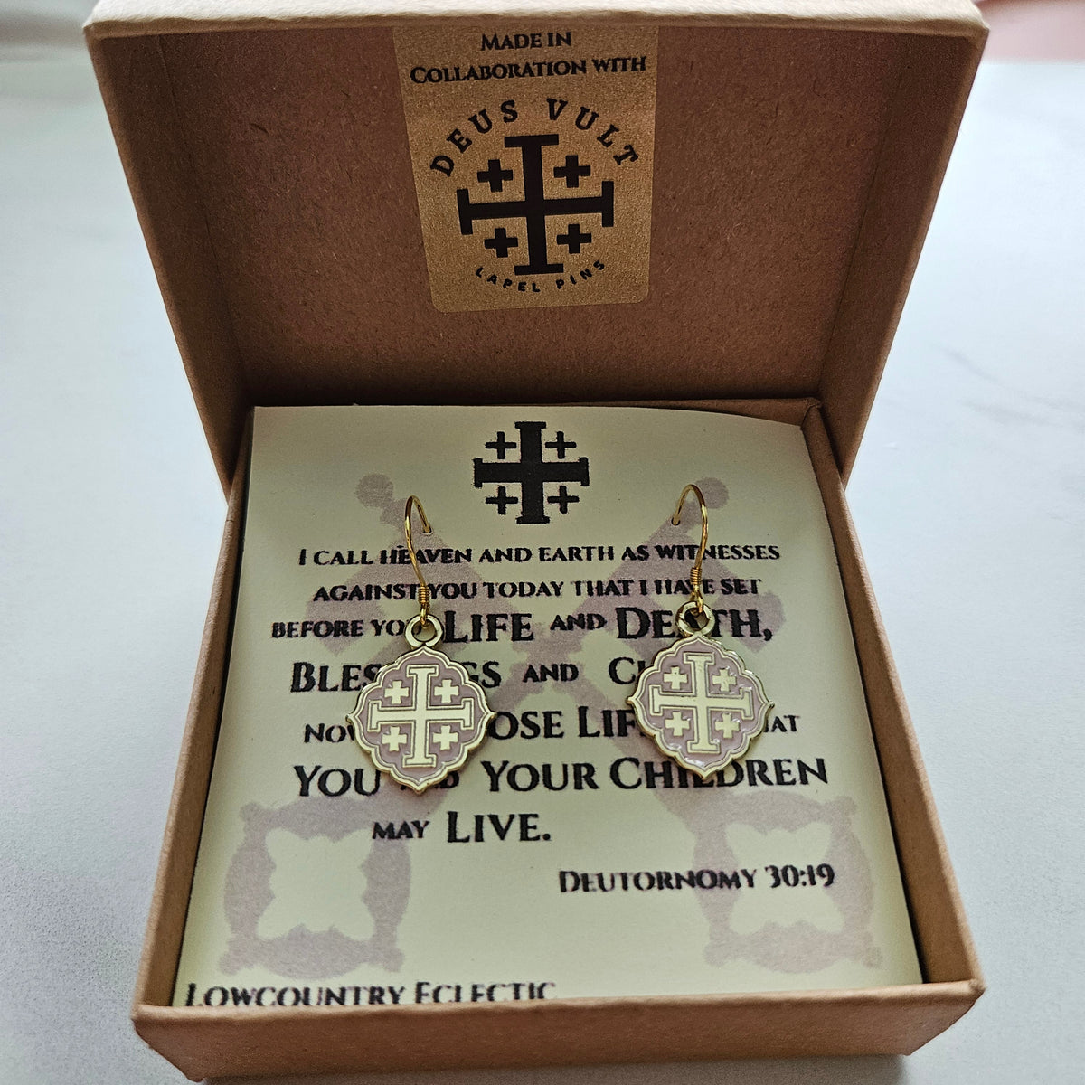 Quatrafoil Jerusalem Cross Earrings