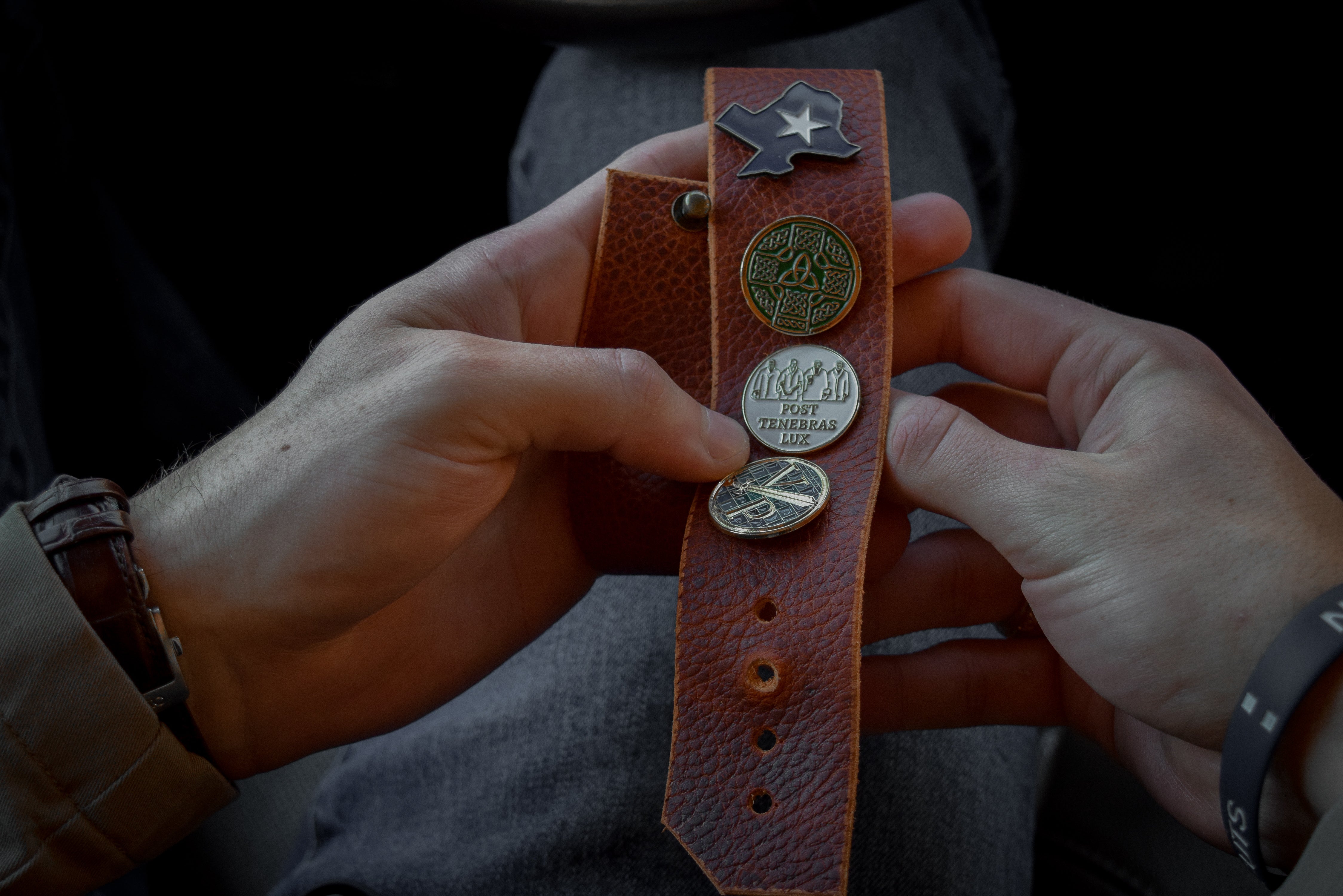DVLP Visor Pin Strap X Carriger Crafted – Deus Vult Lapel Pins