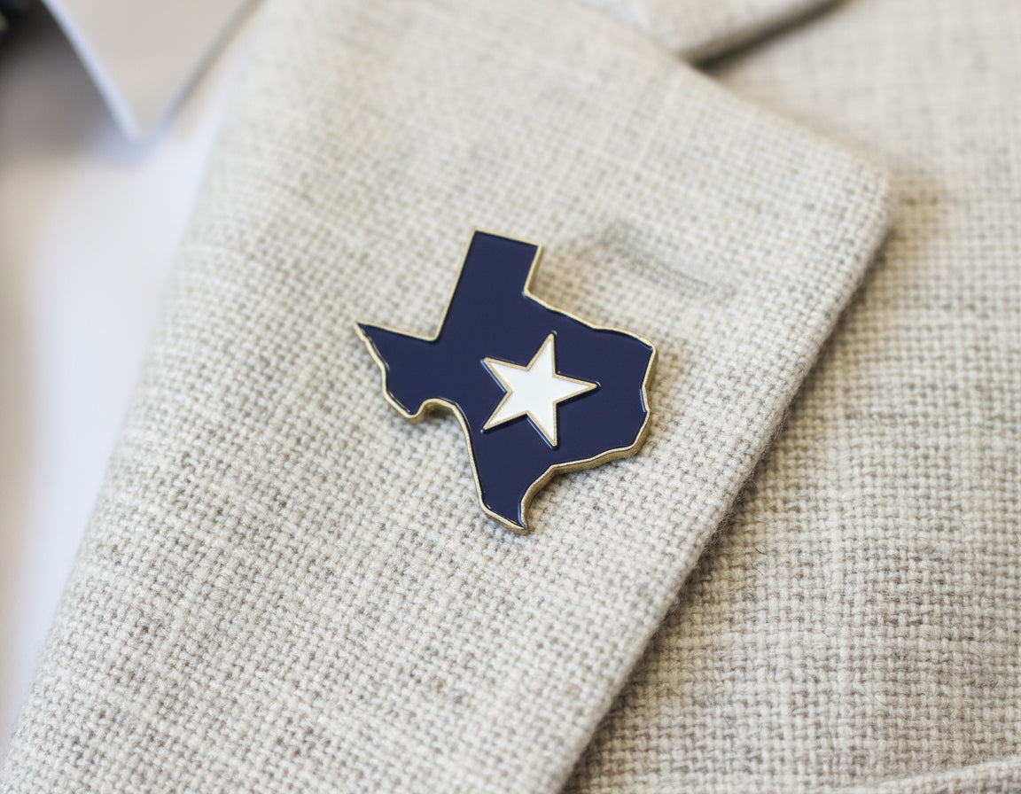 Bonnie Blue Texas Lapel Pin - 1.25"