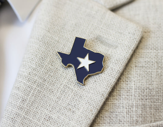 Bonnie Blue Texas Lapel Pin - 1.25"