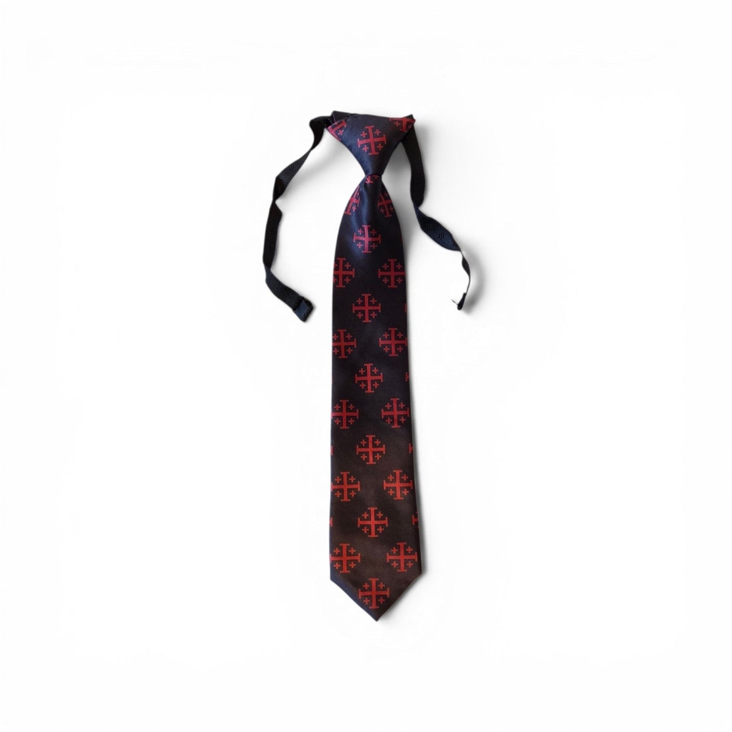 Boys Size Red Jerusalem Cross Necktie - 16"