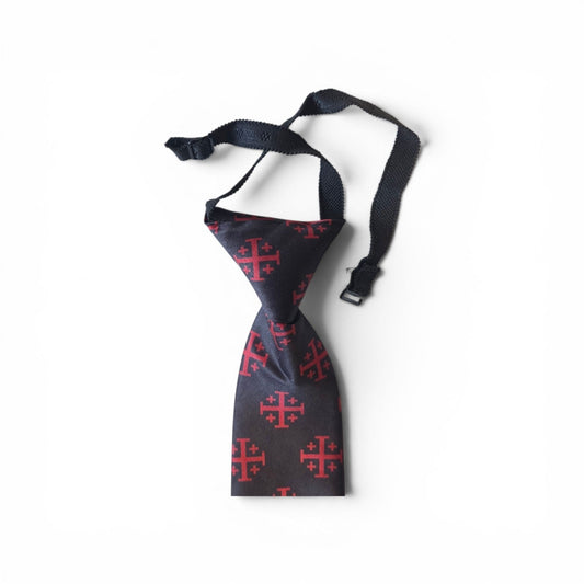 Boys Size Red Jerusalem Cross Necktie - 16"