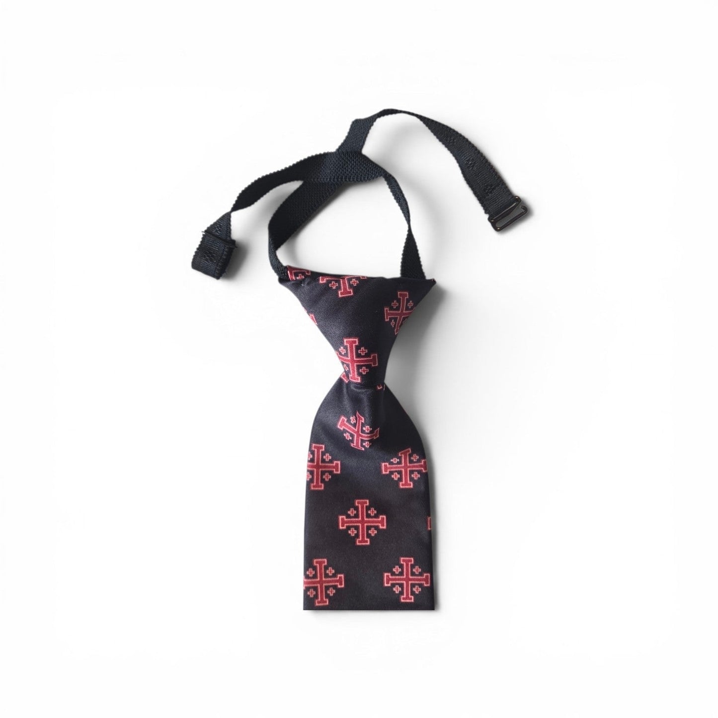 Boys Size Red Jerusalem Cross with White Accents Necktie - 16"