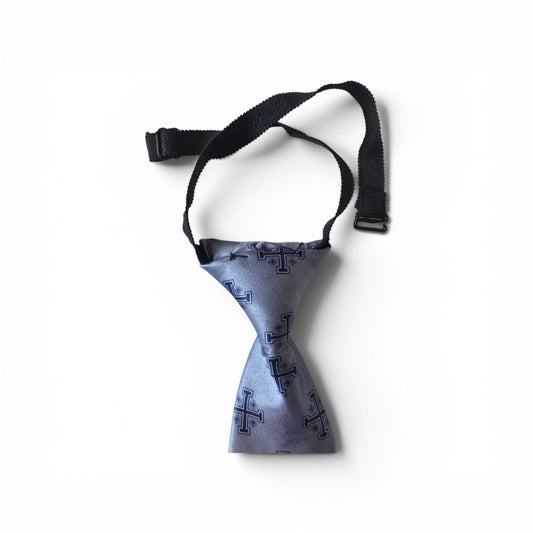 Boys Blue Jerusalem Cross Necktie with White Accents - 16"
