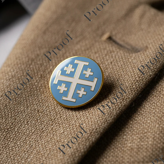 *PRE-RELEASE* Jerusalem Cross Blue/White - 1" pin