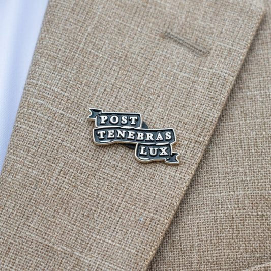Post Tenebras Lux Banner pin - 1.25"