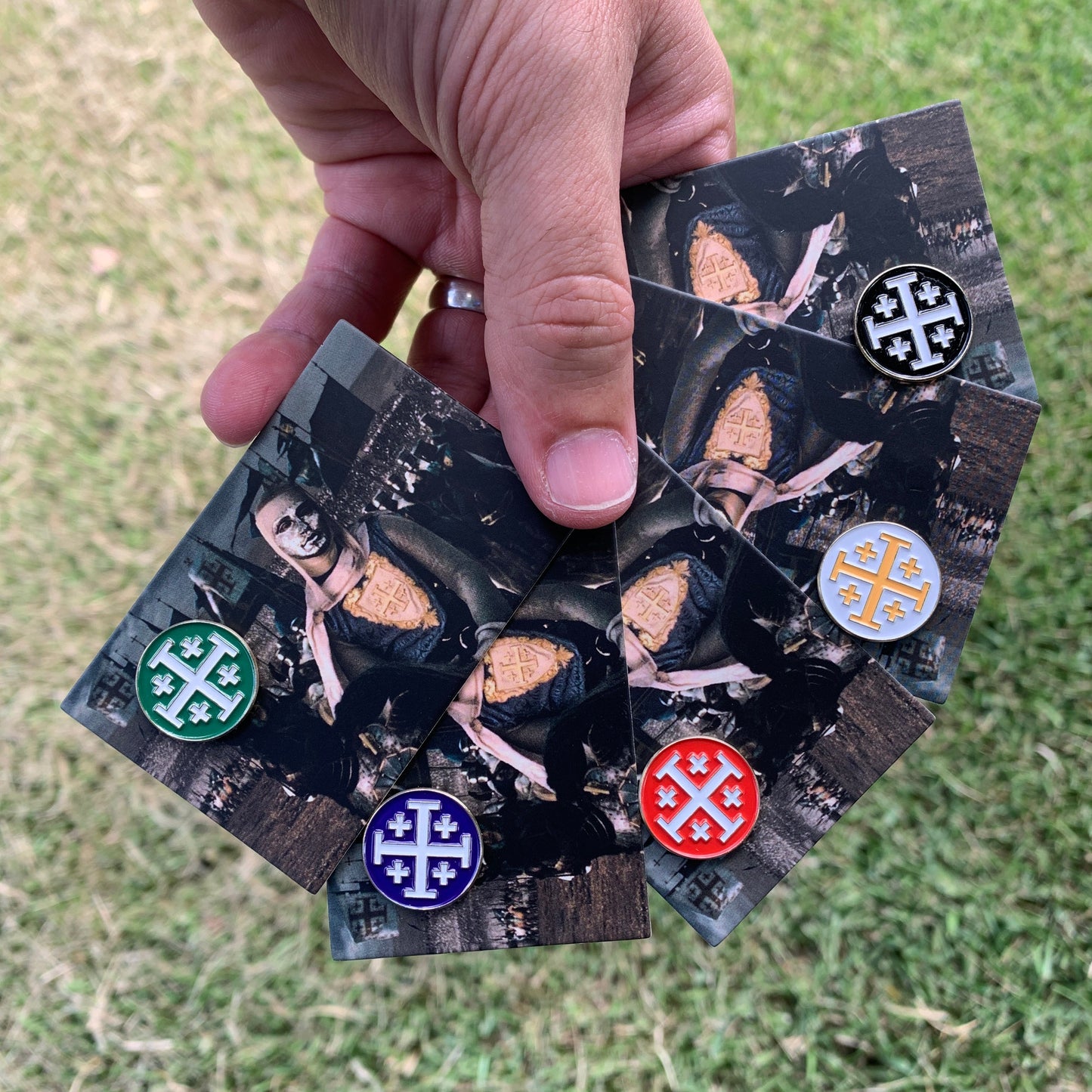 (5 Color Set) Jerusalem Cross Mini Pins - .75"