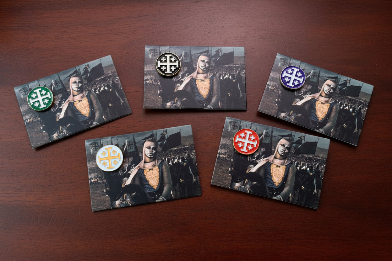 (5 Color Set) Jerusalem Cross Mini Pins - .75"