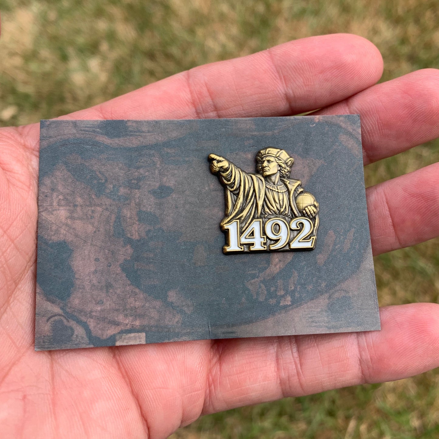 The Discovery of 1492 Pin - 10K Gold Plated - 1"