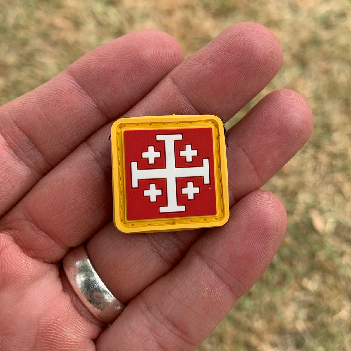 Jerusalem Cross Mini Patch - 1" (Red)