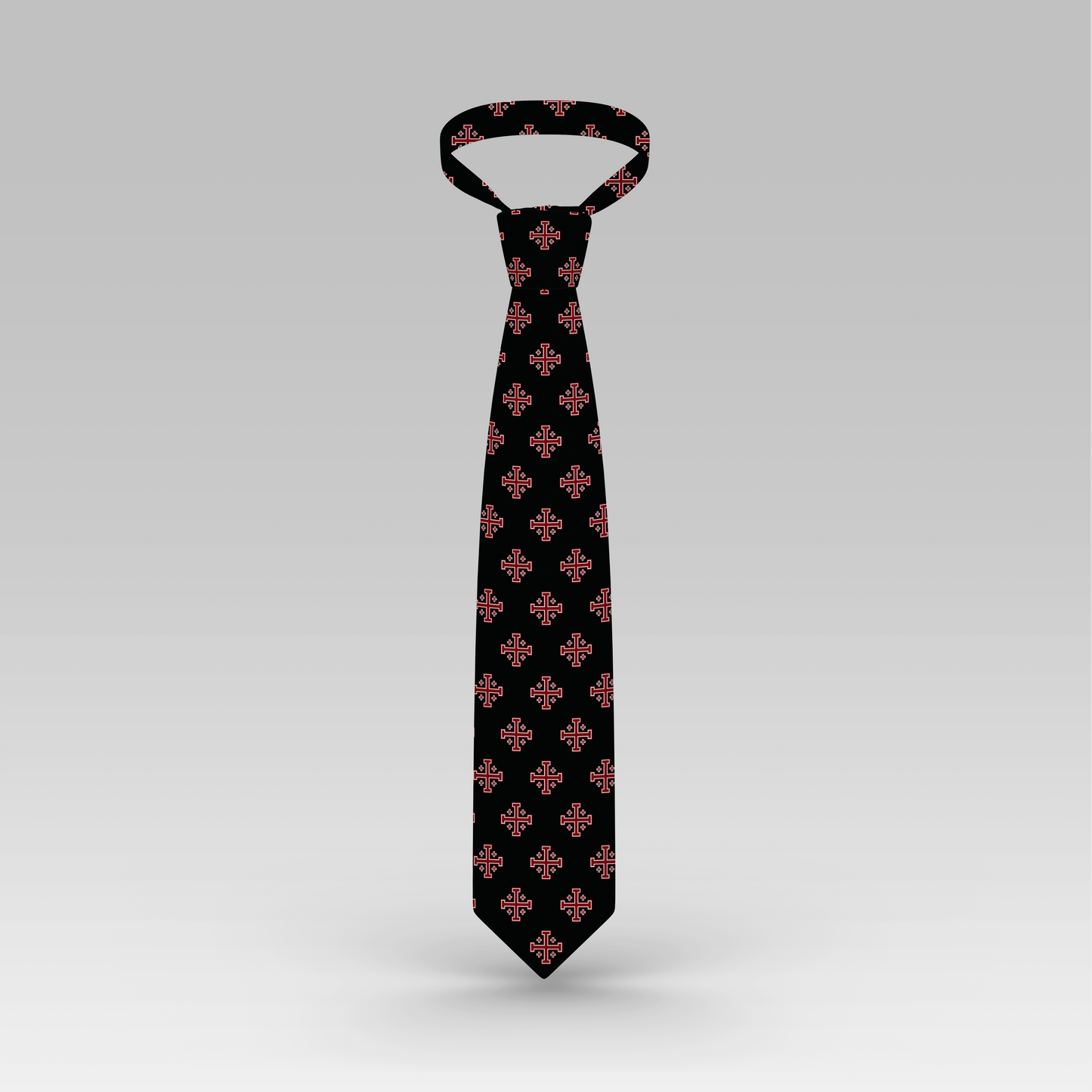 Red Jerusalem Cross with White Accents Necktie