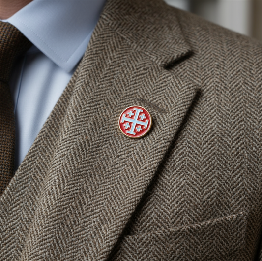 Jerusalem Cross Red/White Lapel Pin - 1"