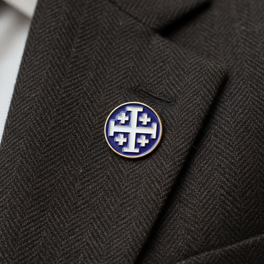 Jerusalem Cross Violet/White Lapel Pin - 1"