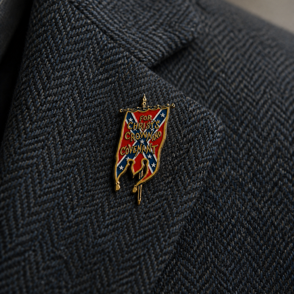 Crown & Covenant Battle Flag Pin - 1.25"