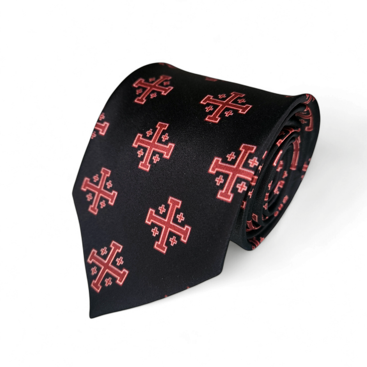 Red Jerusalem Cross with White Accents Necktie