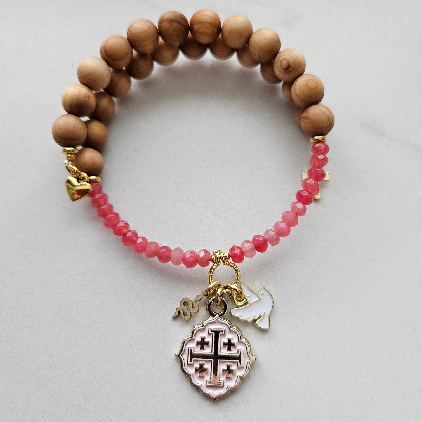 Quatrafoil Matthew 10:16 Jerusalem Cross Wrap Essential Oil Diffuser Bracelet