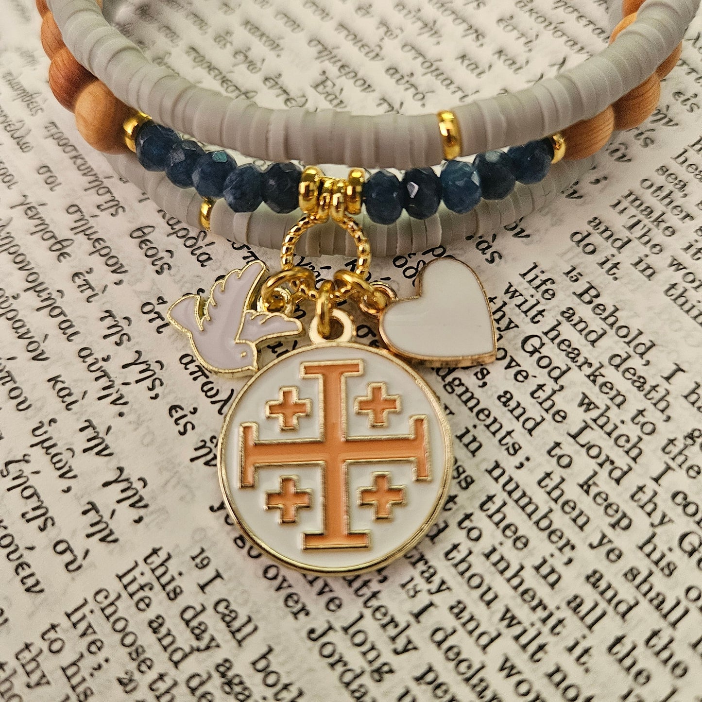 Jerusalem Cross Faith, Hope & Love Wrap Essential Oil Diffuser Bracelet