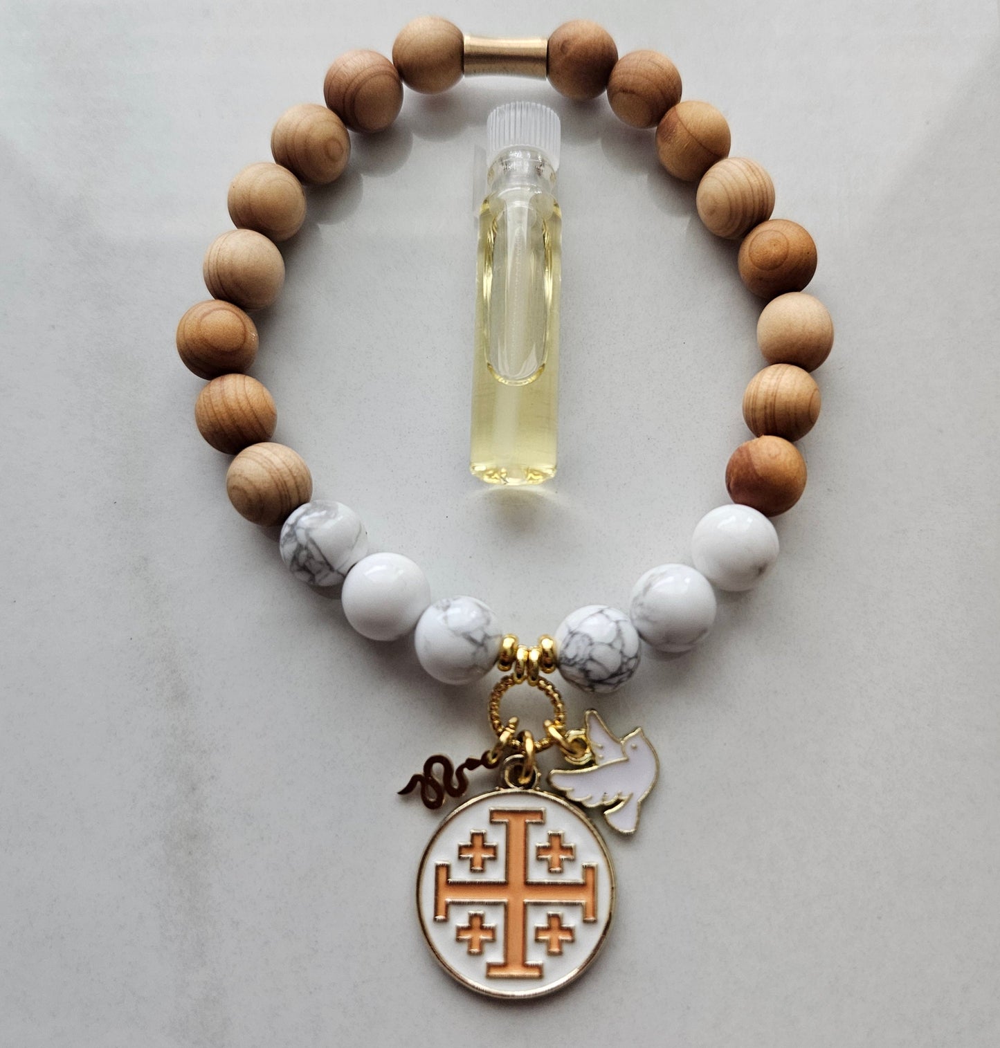 Matthew 10:16 Jerusalem Cross Stretch Essential Oil Diffuser Bracelet