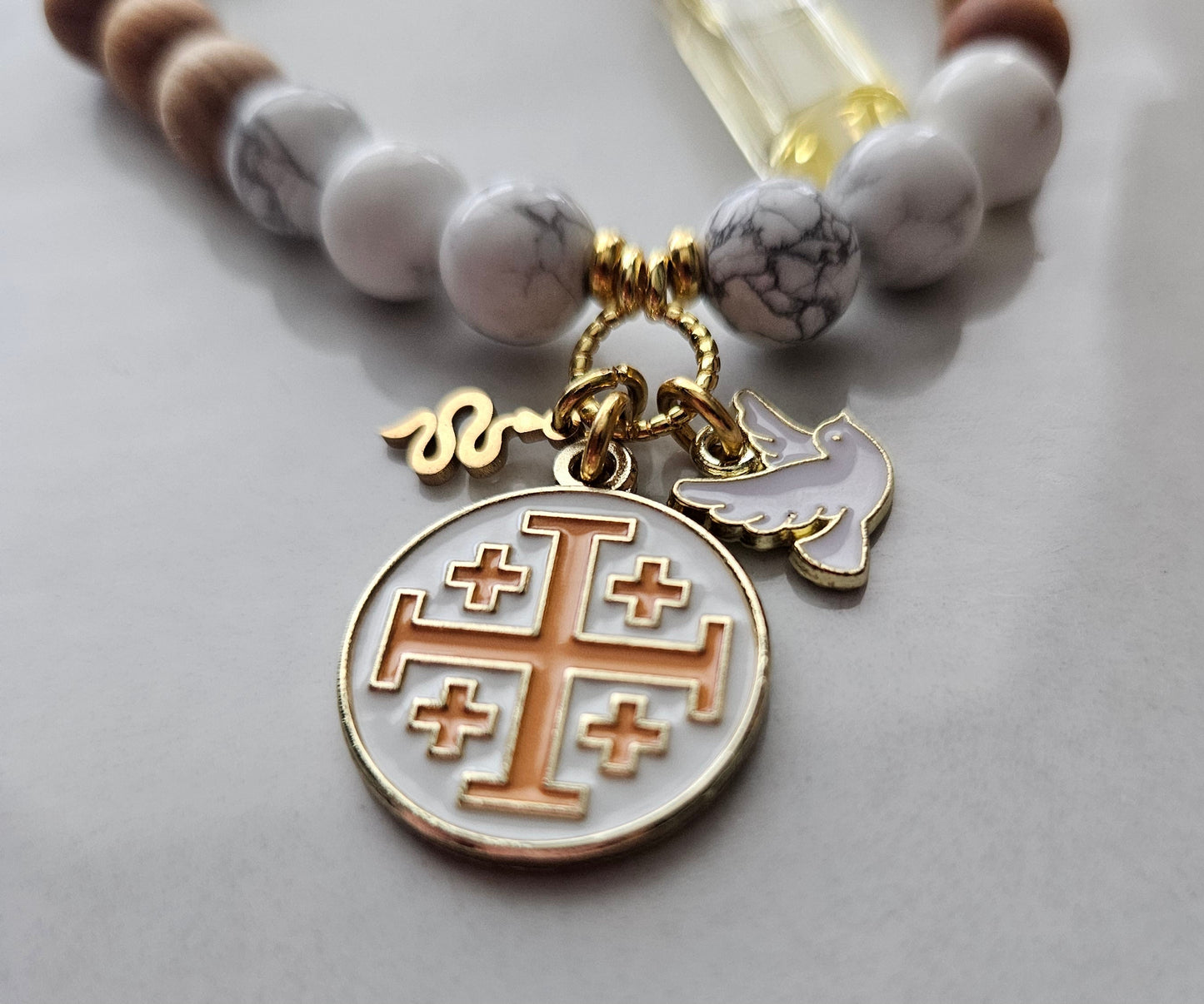 Matthew 10:16 Jerusalem Cross Stretch Essential Oil Diffuser Bracelet