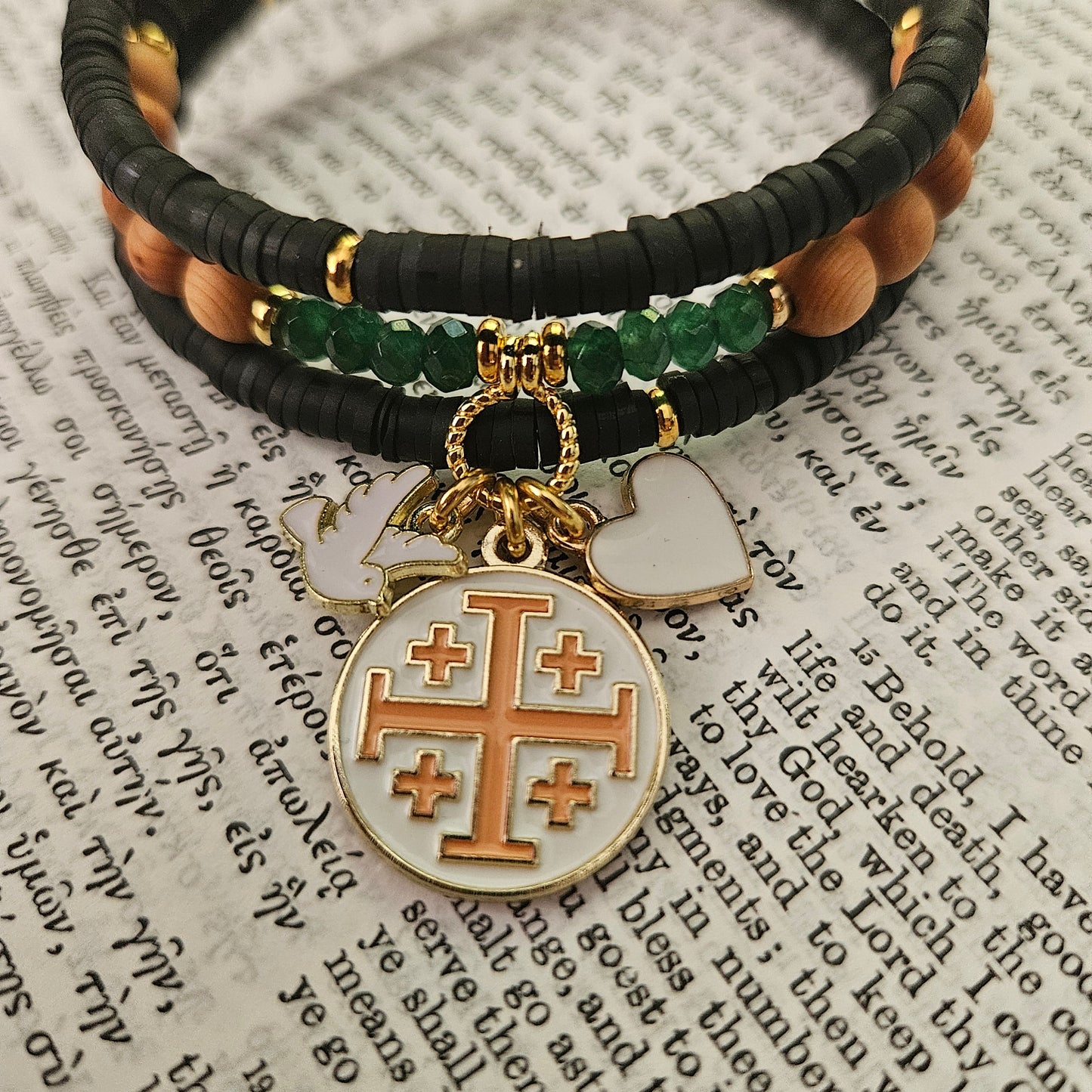 Jerusalem Cross Faith, Hope & Love Wrap Essential Oil Diffuser Bracelet