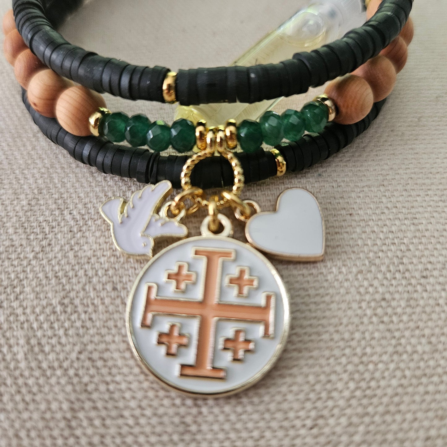 Jerusalem Cross Faith, Hope & Love Wrap Essential Oil Diffuser Bracelet