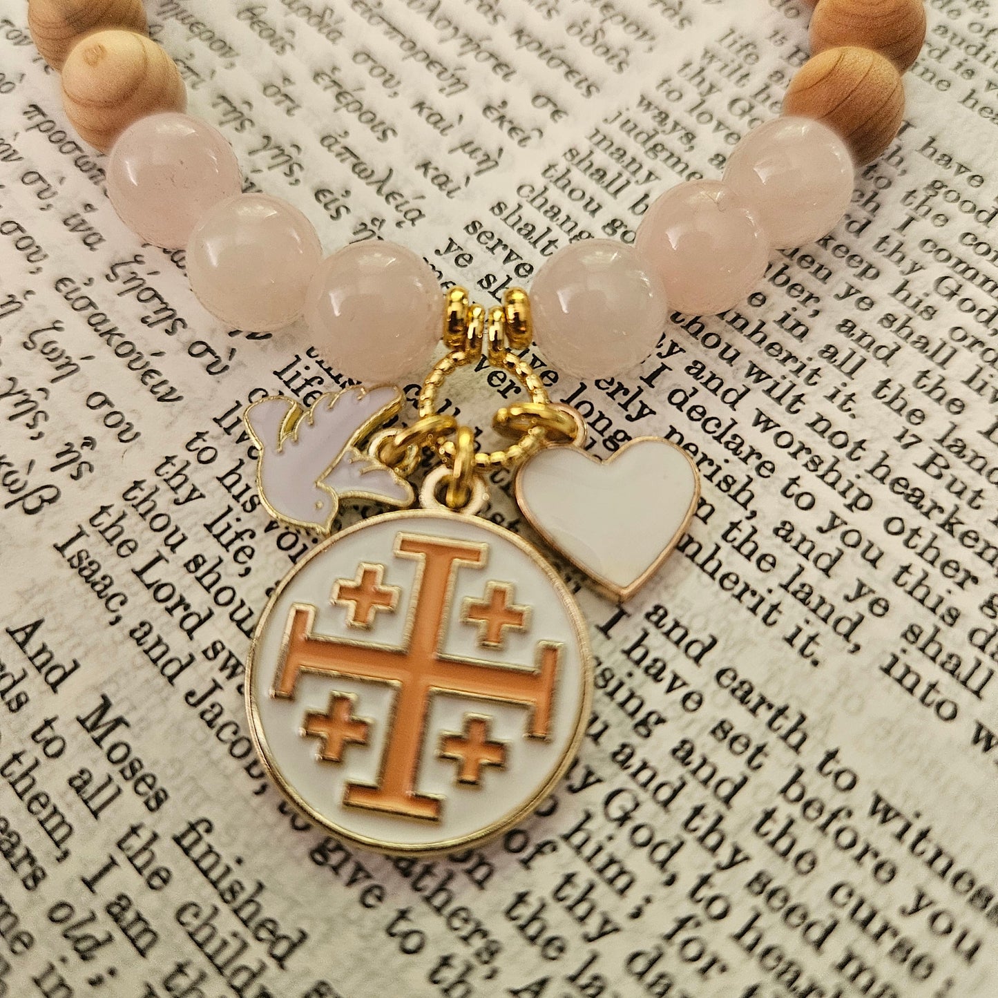 Jerusalem Cross Faith, Hope & Love Stretch Essential Oil Diffuser Bracelet