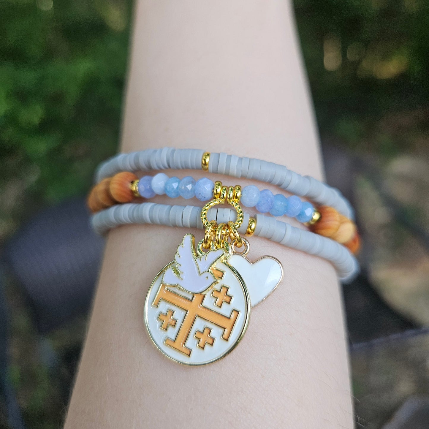 Jerusalem Cross Faith, Hope & Love Wrap Essential Oil Diffuser Bracelet