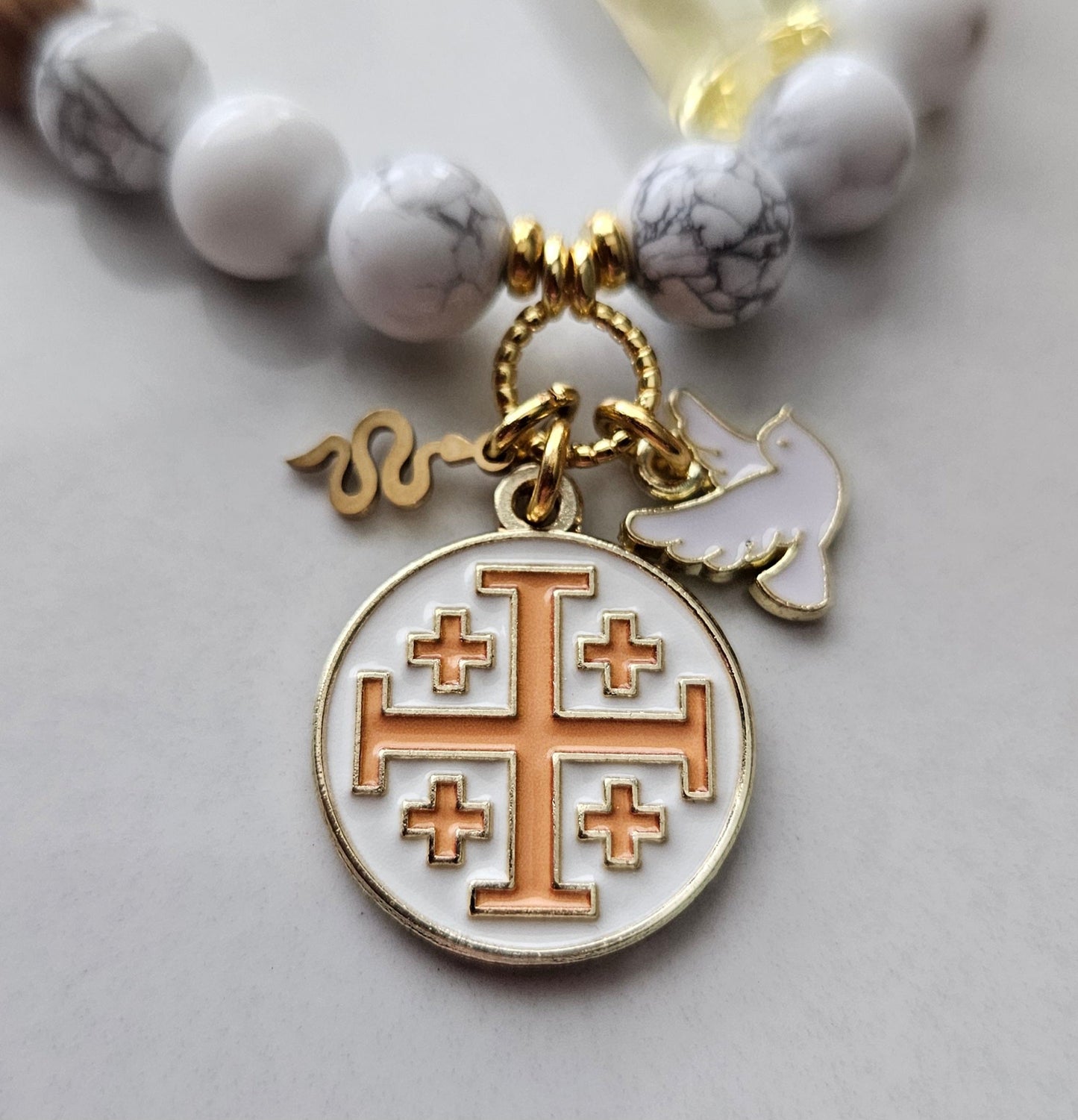 Matthew 10:16 Jerusalem Cross Stretch Essential Oil Diffuser Bracelet