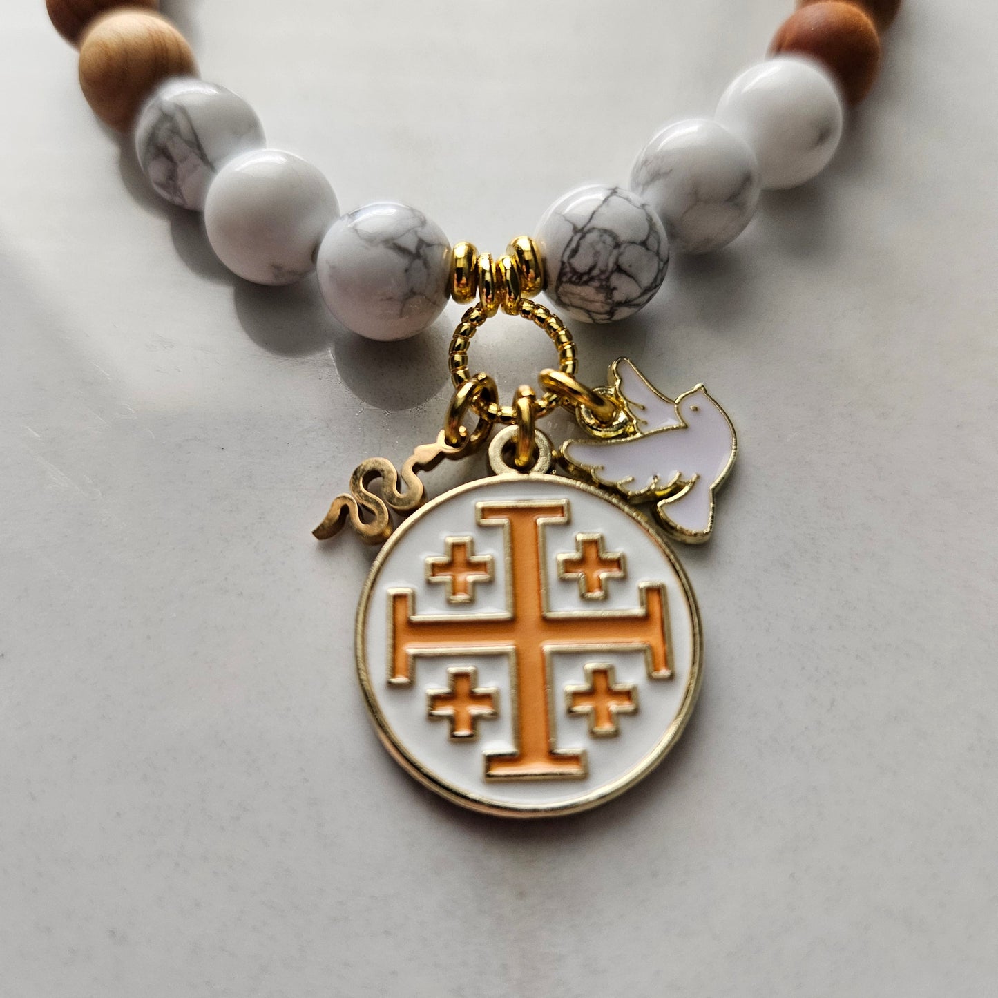 Matthew 10:16 Jerusalem Cross Stretch Essential Oil Diffuser Bracelet