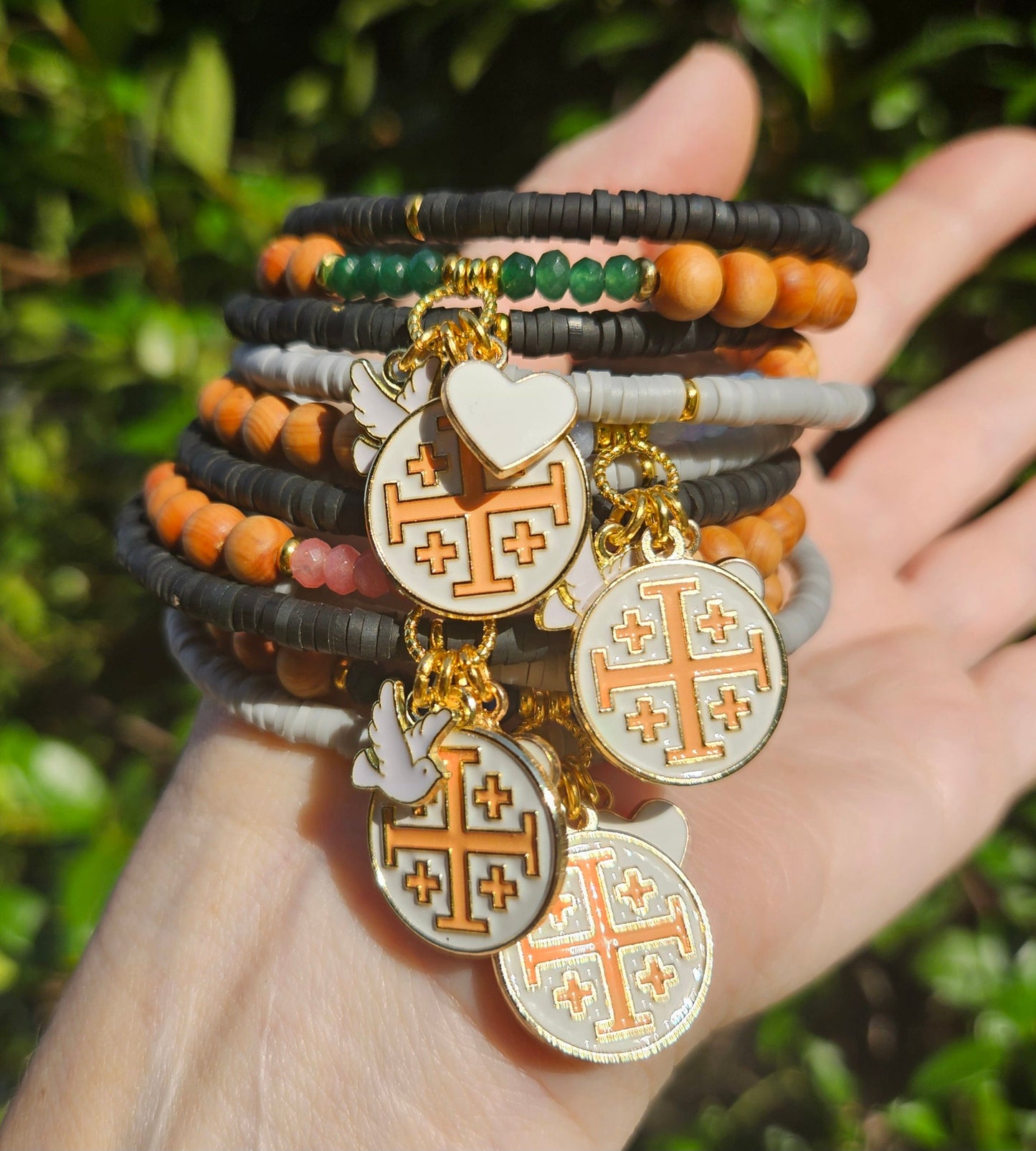 Jerusalem Cross Faith, Hope & Love Wrap Essential Oil Diffuser Bracelet