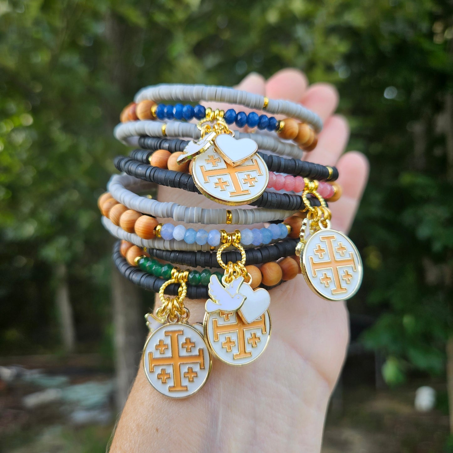 Jerusalem Cross Faith, Hope & Love Wrap Essential Oil Diffuser Bracelet