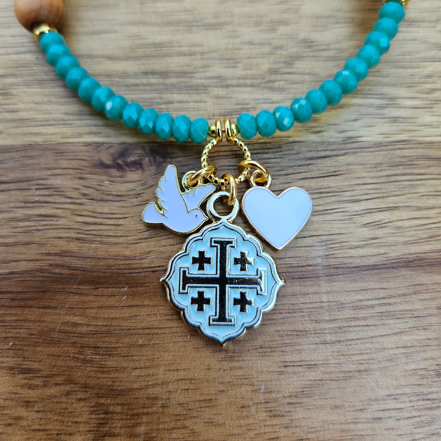 Quatrafoil Jerusalem Cross Faith, Hope & Love Wrap Essential Oil Diffuser Bracelet