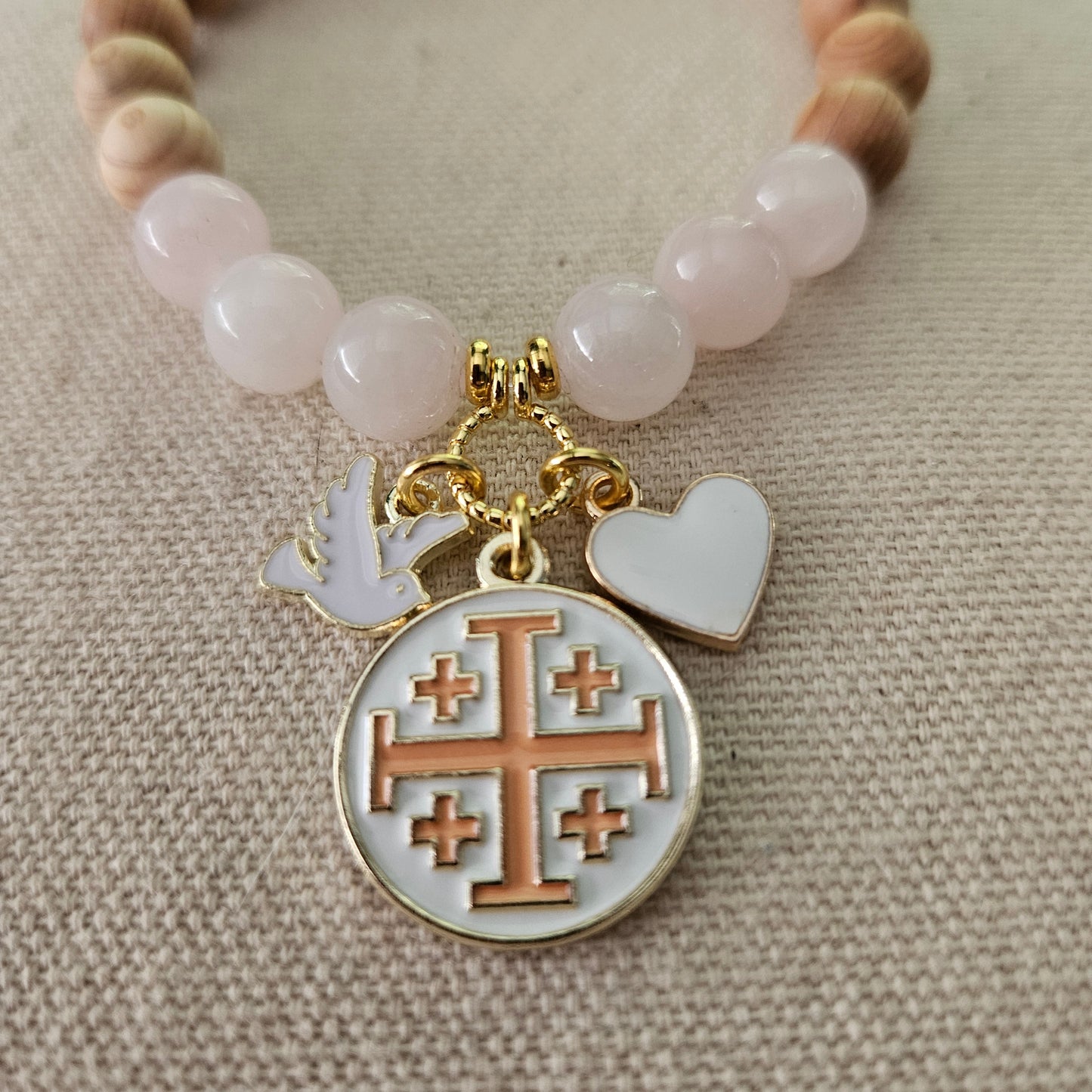 Jerusalem Cross Faith, Hope & Love Stretch Essential Oil Diffuser Bracelet