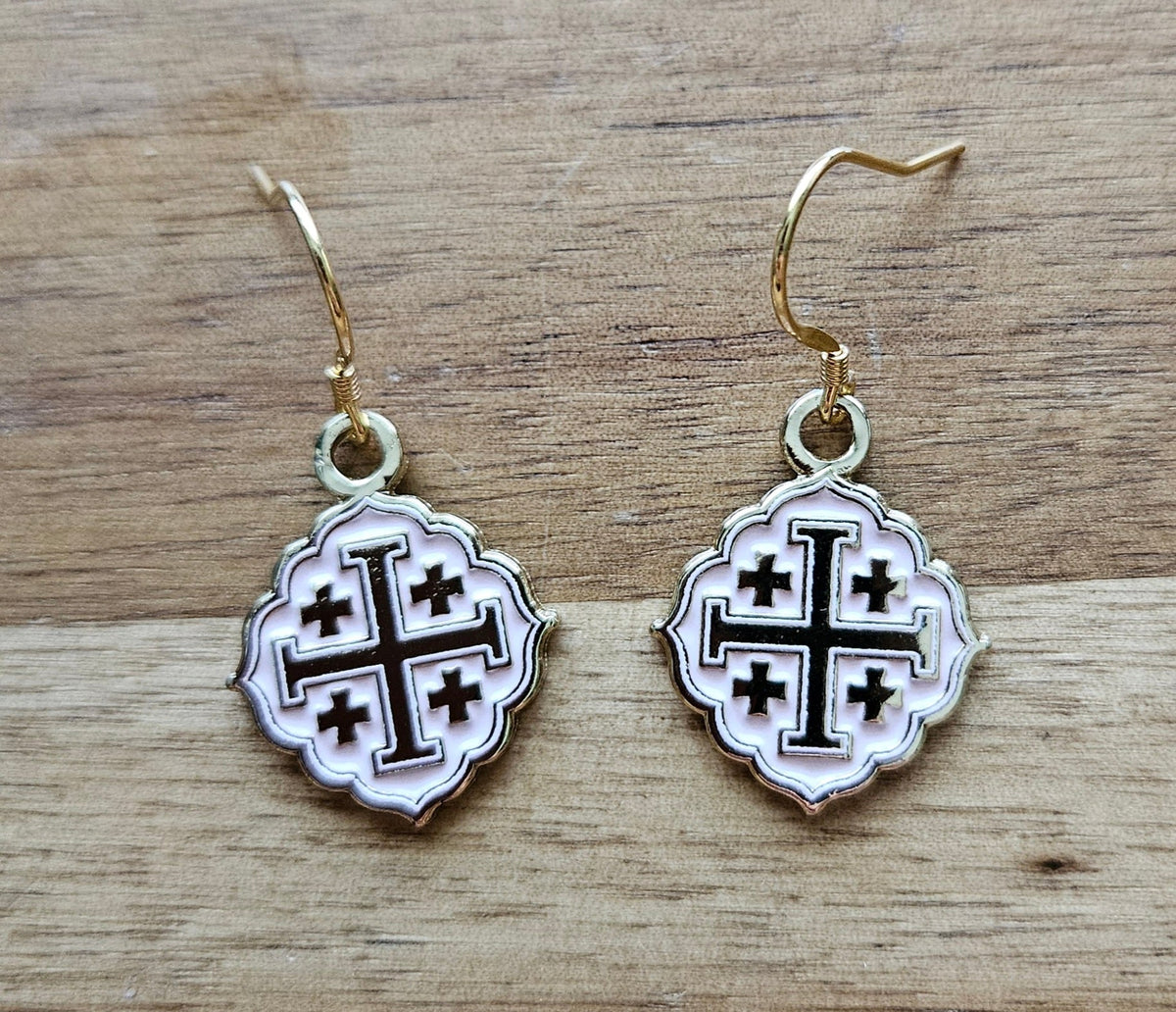 Quatrafoil Jerusalem Cross Earrings