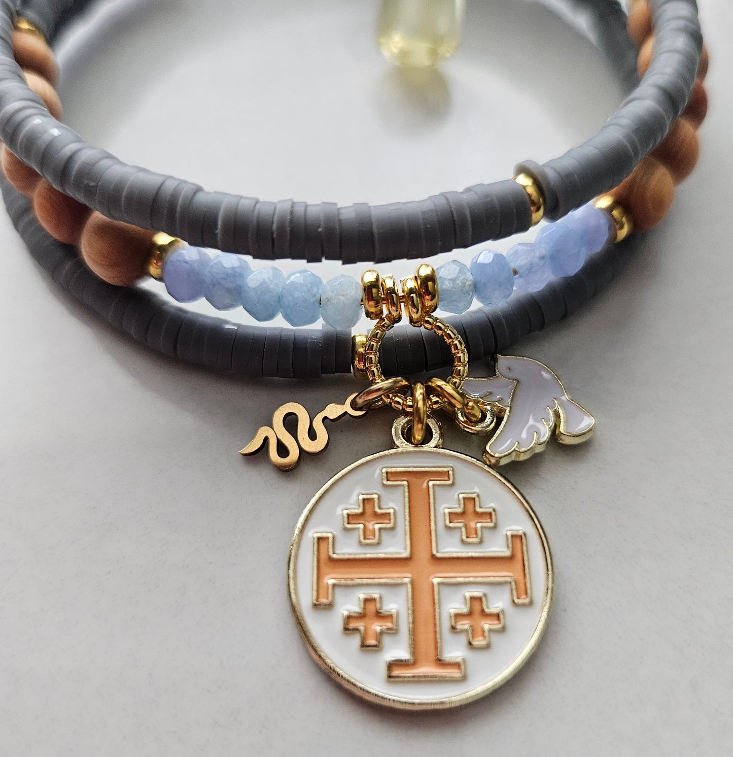 Matthew 10:16 Jerusalem Cross Wrap Essential Oil Diffuser Bracelet