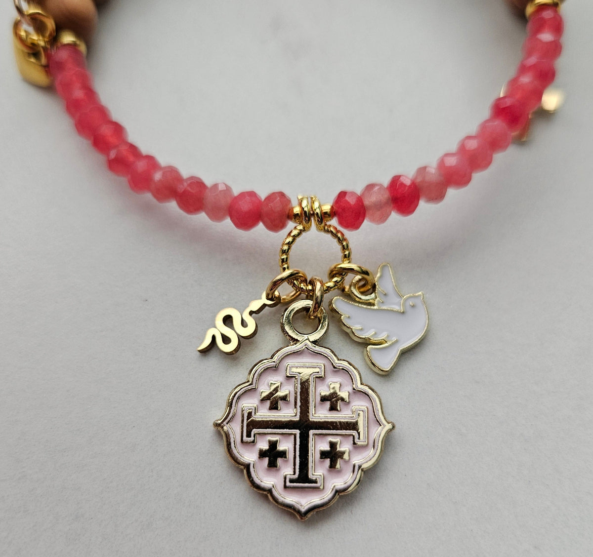 Quatrafoil Matthew 10:16 Jerusalem Cross Wrap Essential Oil Diffuser Bracelet