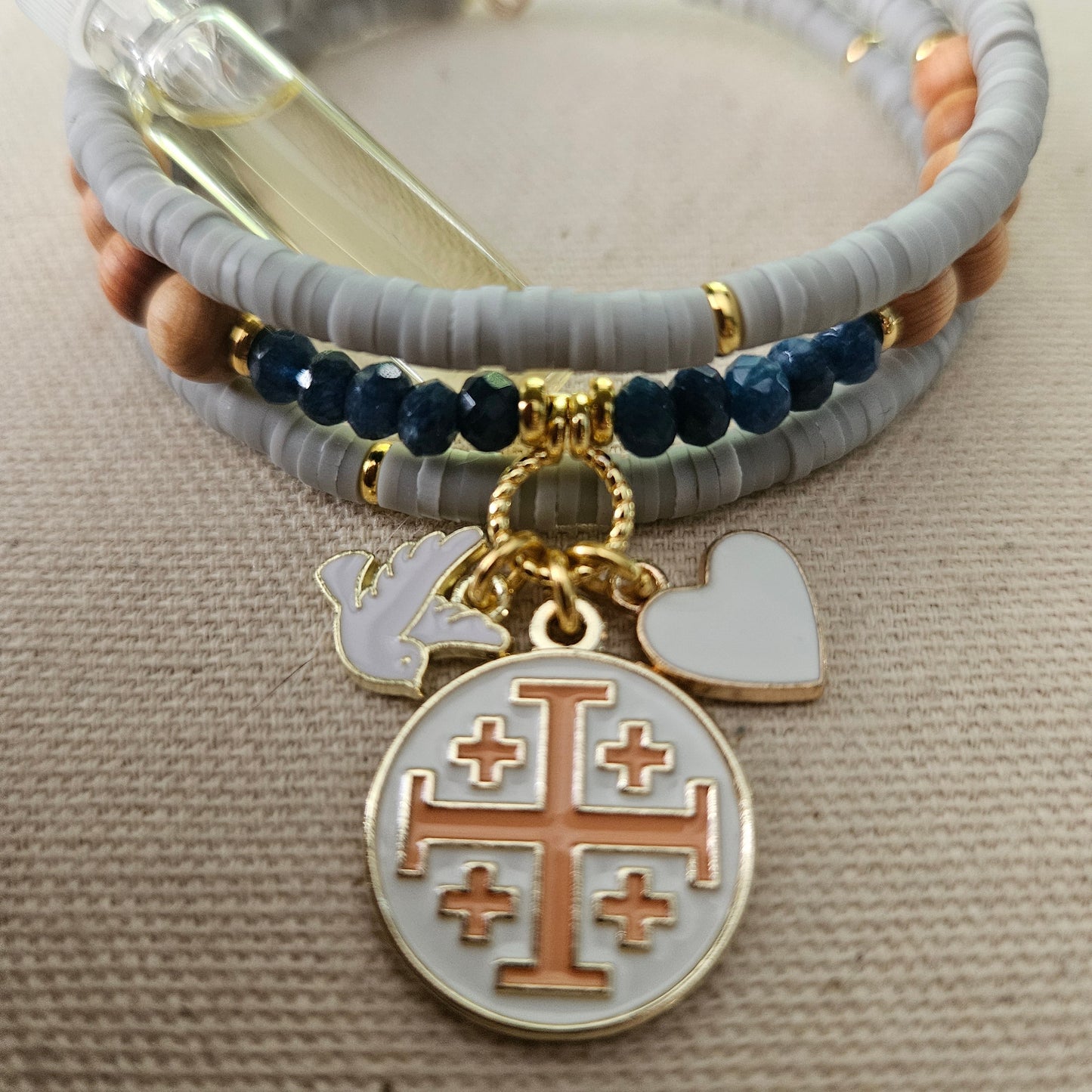 Jerusalem Cross Faith, Hope & Love Wrap Essential Oil Diffuser Bracelet