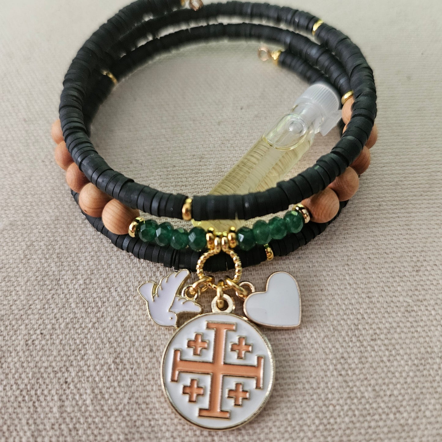 Jerusalem Cross Faith, Hope & Love Wrap Essential Oil Diffuser Bracelet