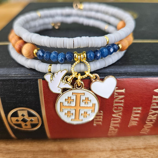 Jerusalem Cross Faith, Hope & Love Wrap Essential Oil Diffuser Bracelet