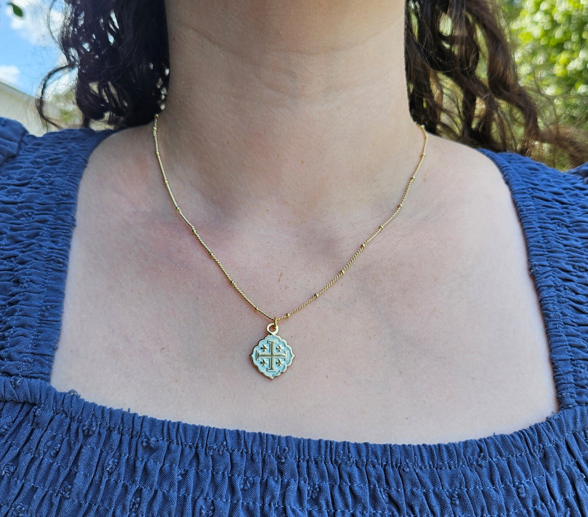 Quatrafoil Jerusalem Cross Necklace