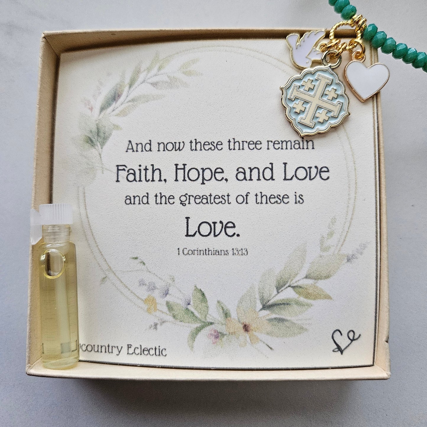 Quatrafoil Jerusalem Cross Faith, Hope & Love Wrap Essential Oil Diffuser Bracelet