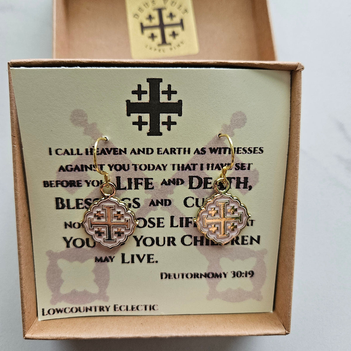 Quatrafoil Jerusalem Cross Earrings