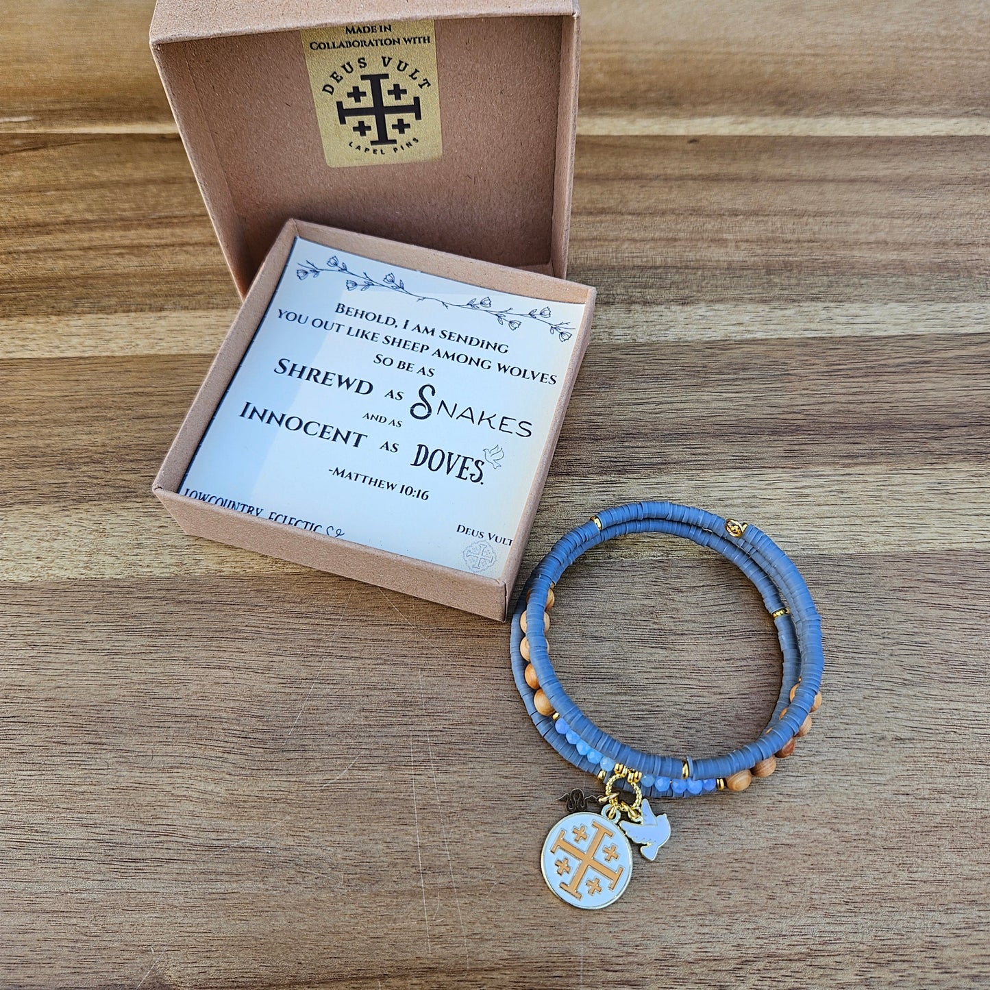Matthew 10:16 Jerusalem Cross Wrap Essential Oil Diffuser Bracelet