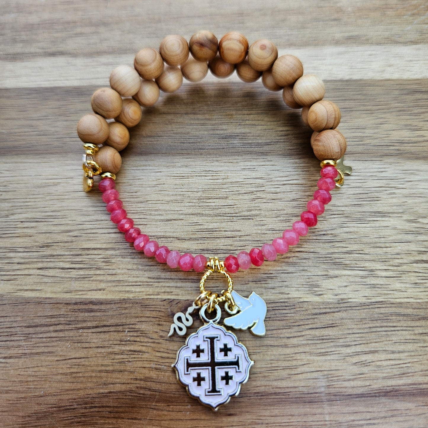 Quatrafoil Matthew 10:16 Jerusalem Cross Wrap Essential Oil Diffuser Bracelet