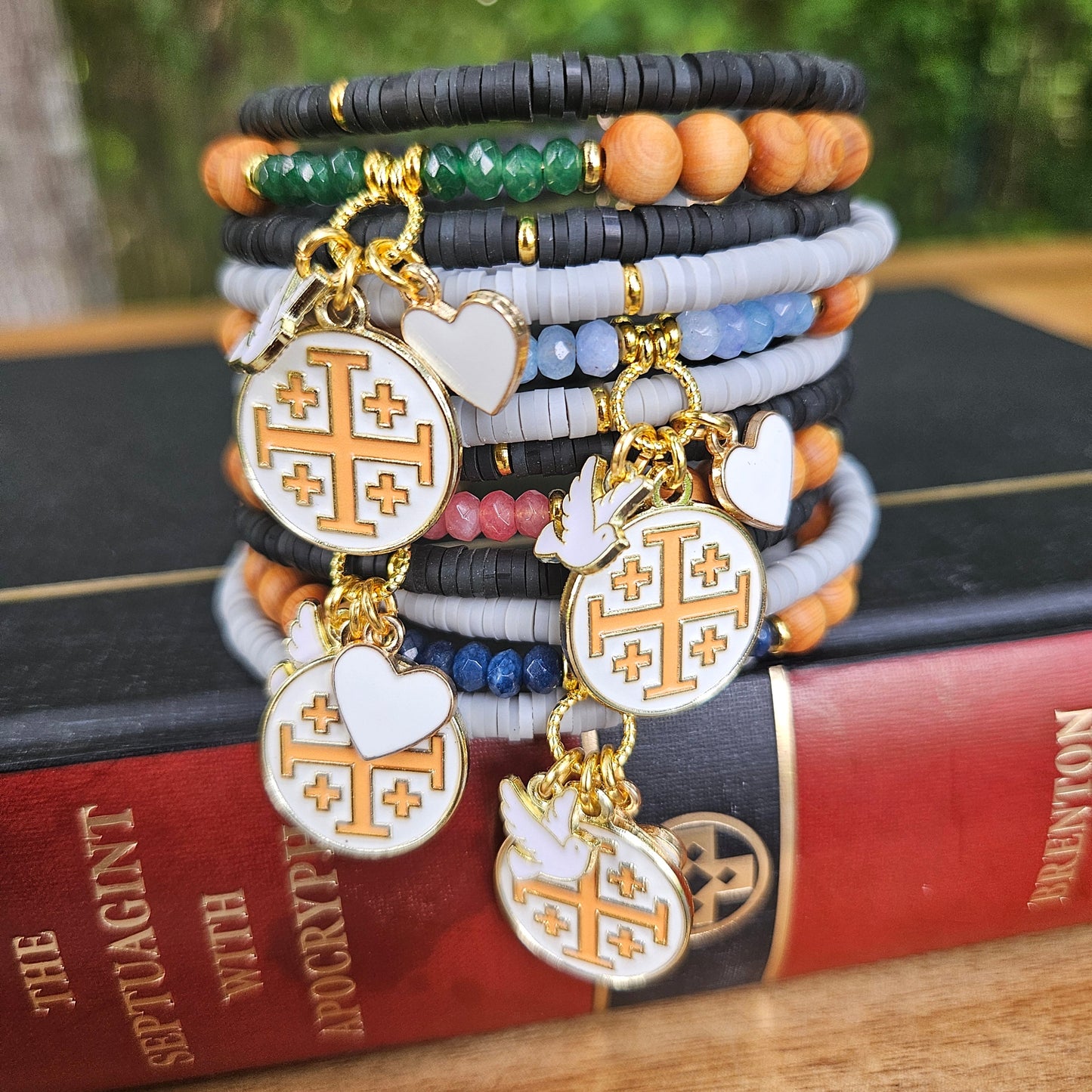 Jerusalem Cross Faith, Hope & Love Wrap Essential Oil Diffuser Bracelet