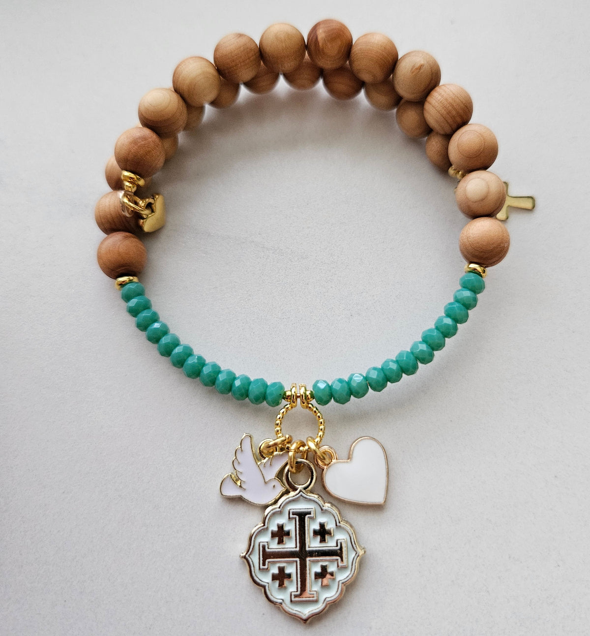 Quatrafoil Jerusalem Cross Faith, Hope & Love Wrap Essential Oil Diffuser Bracelet