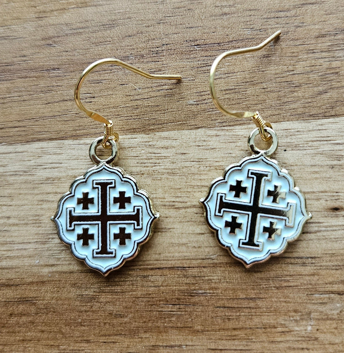 Quatrafoil Jerusalem Cross Earrings