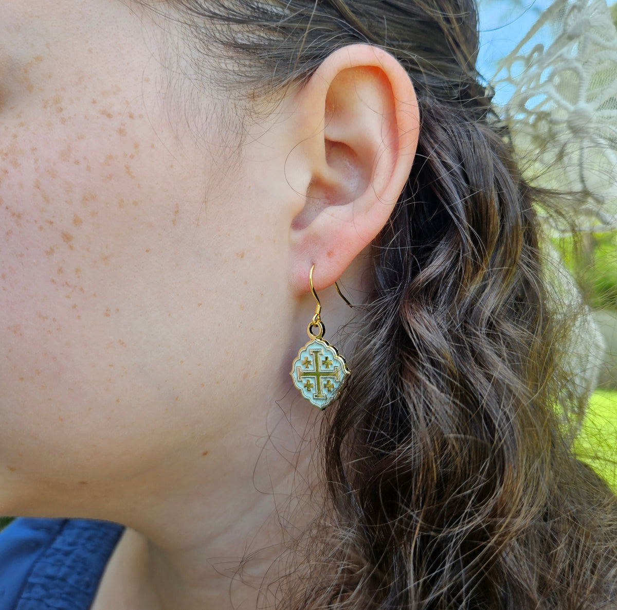 Quatrafoil Jerusalem Cross Earrings