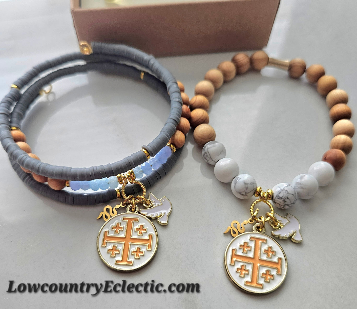 Matthew 10:16 Jerusalem Cross Stretch Essential Oil Diffuser Bracelet