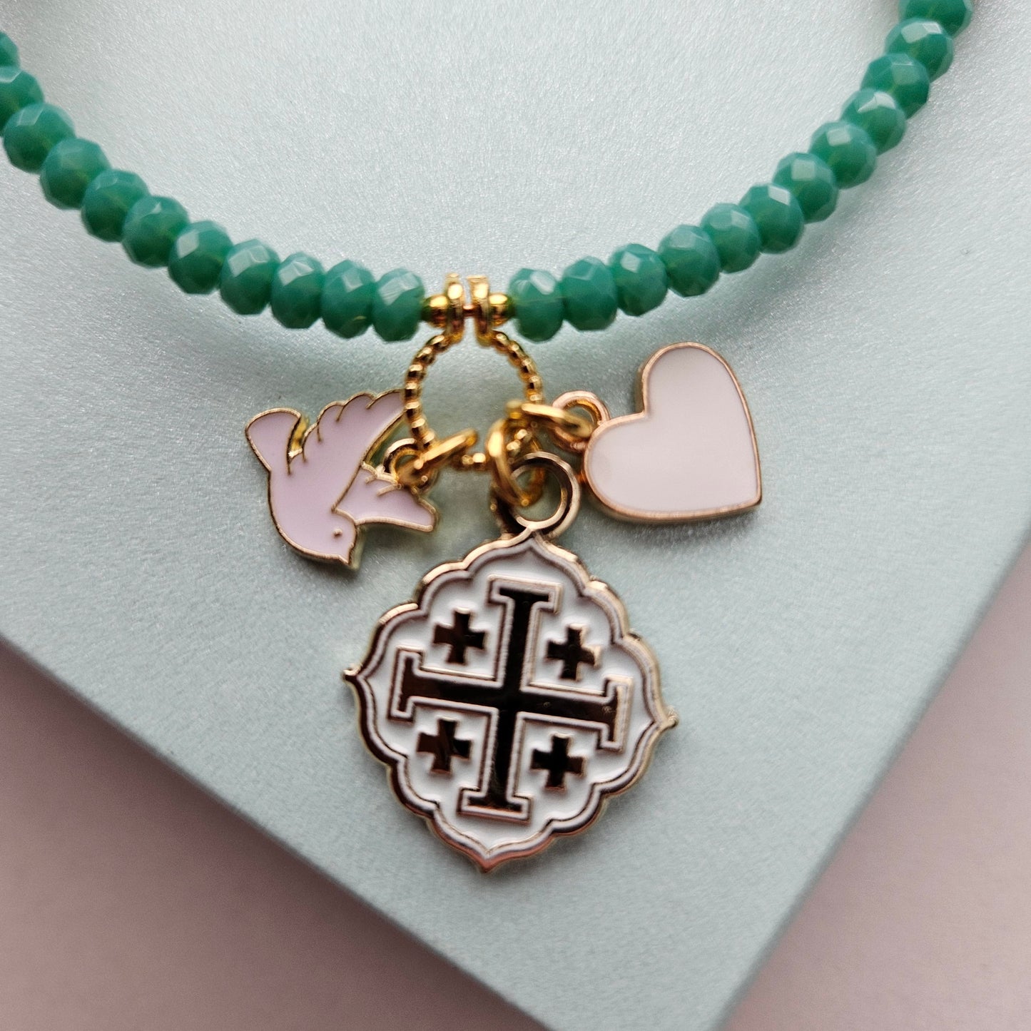 Quatrafoil Jerusalem Cross Faith, Hope & Love Wrap Essential Oil Diffuser Bracelet